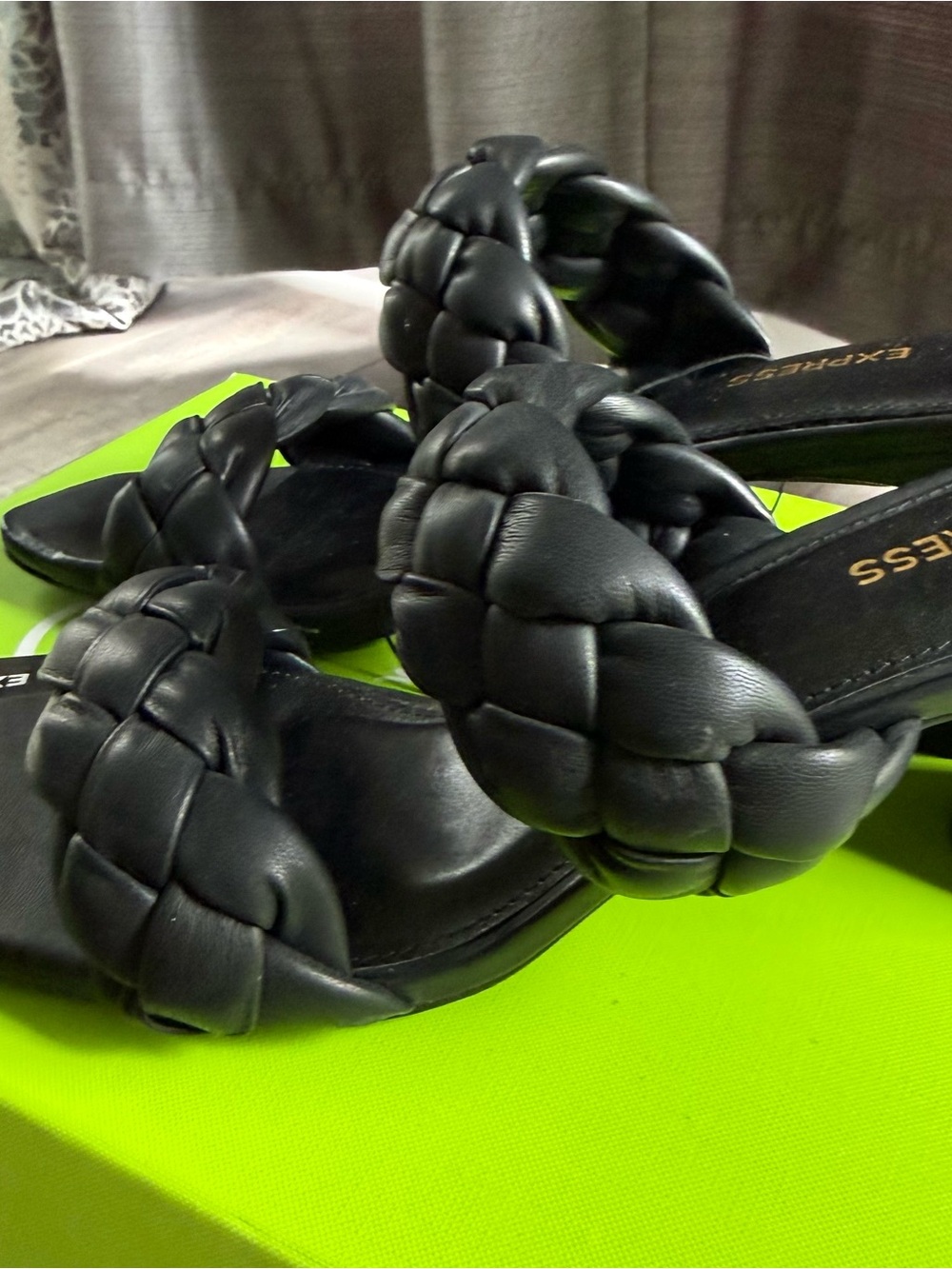 Express Black Braided Strap Heeled Sandals